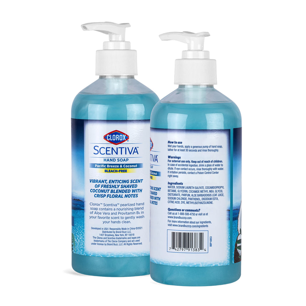 Clorox Scentiva label ingredients detail showing Aloe Vera and provitamin B5 benefits