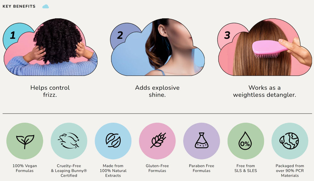 Cloud Haircare spray texture on hair demonstrating airy lift benefit