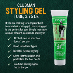 Clubman applied to hair in slick-back style demonstrating lasting hold benefit