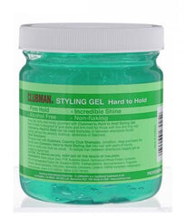 Clubman styling gel texture close-up demonstrating smooth, non-greasy shine