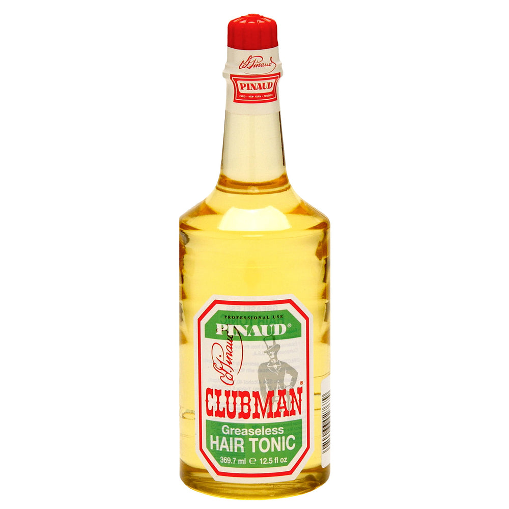 Clubman Pinaud front packaging showing classic bottle and scent benefit