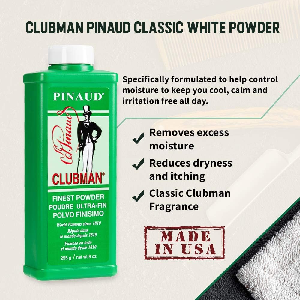 Clubman Pinaud close-up of fine grains demonstrating smooth application and moisture control