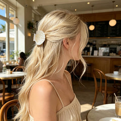 clvpai clip worn in half-up hairstyle offering hands-free comfort and style