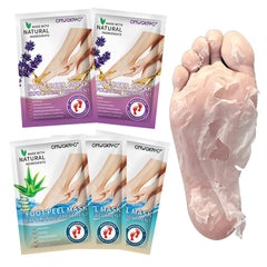 CMWGKBC front packaging showing five lavender aloe foot masks for easy spa care