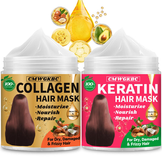 CMWGKBC front packaging duo showing both collagen and keratin masks for easy identification and gifting