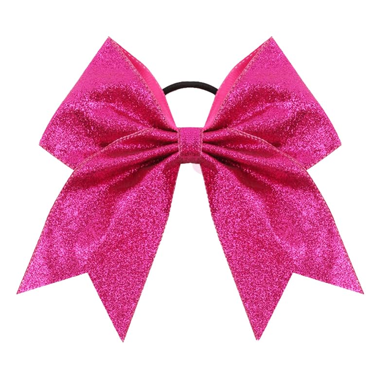 CN glitter hot pink bow front view showing bold team-ready shape and visibility