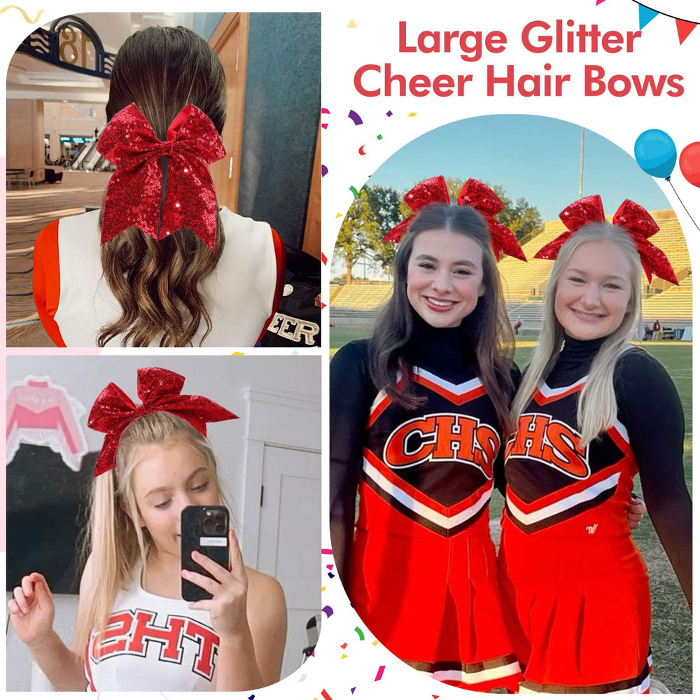 CN bow worn in high ponytail on cheerleader showing secure fit