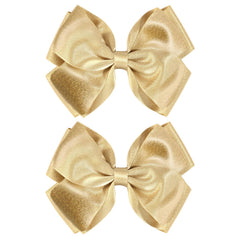 CN gold glitter bow front view showing shiny satin finish and elegant look