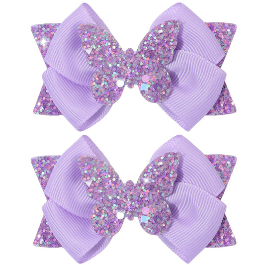 CN purple butterfly front view showing sparkly bow and butterfly detail for bright style