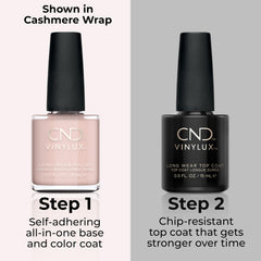 CND Satin Pajamas applied on nails demonstrating longwear and shine