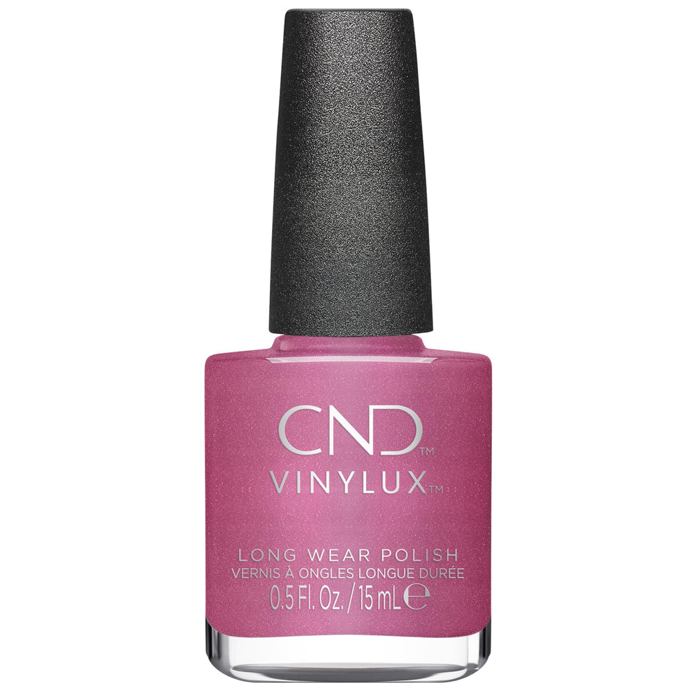 CND Vinylux front bottle showing Happy Go Lucky pink and gel-like shine