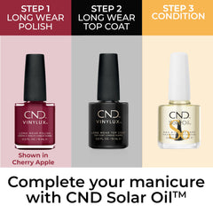CND Vinylux application on nails in hand illustrating easy brush control