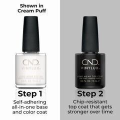 CND Vinylux nail swatch fan with Studio White showing buildable opacity benefit