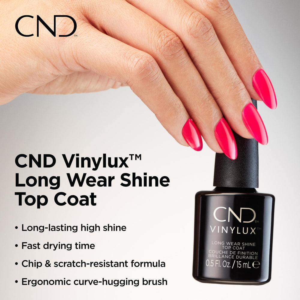 CND Vinylux high-gloss surface close-up showing durable, scratch-resistant shine