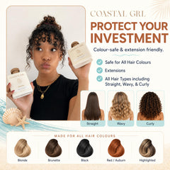 coastal grl before and after detangle shows smoother, easier-to-comb hair benefit