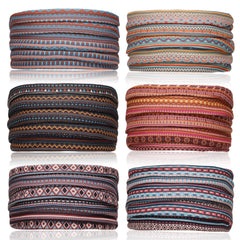 Cobahom front pack showing six boho stripe headbands and variety