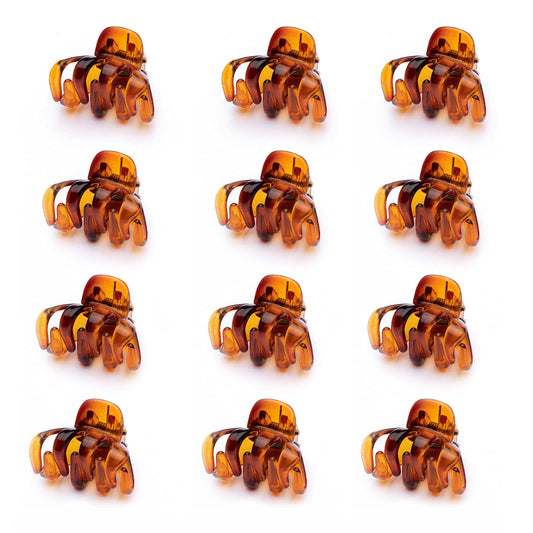 Cobahom front packaging of 12 brown mini clips showing neat set and portability
