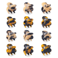 Cobahom front view of 12-piece mini claw clips showing compact set and neutral tones