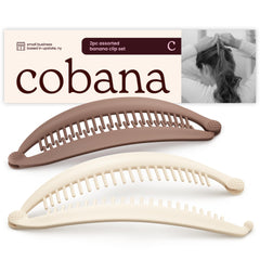 Cobana banana clip front packaging shows neutral color and size benefit