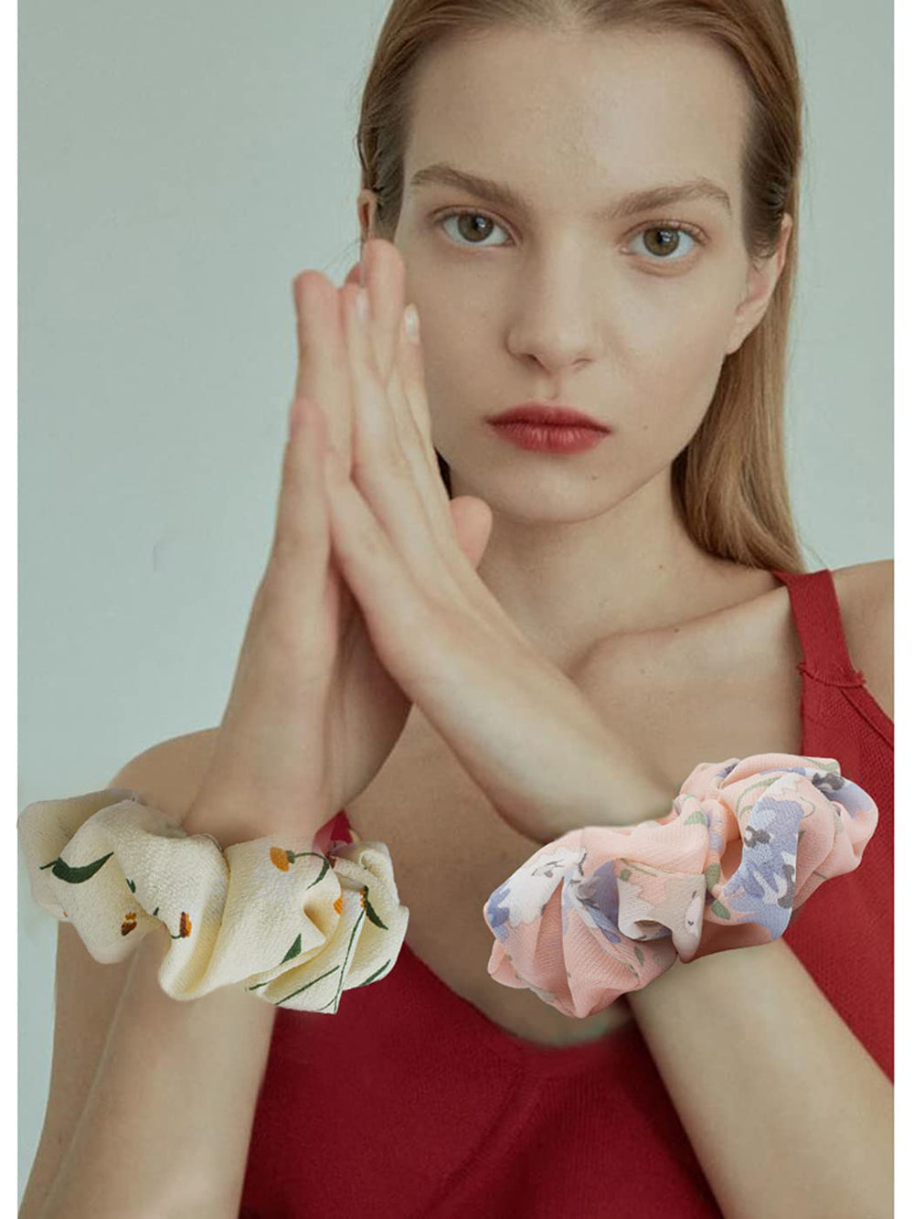 COCIDE colorful scrunchie collection laid flat to show prints