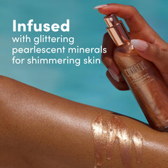 Coco & Eve oil poured on skin demonstrating quick absorption and radiant finish