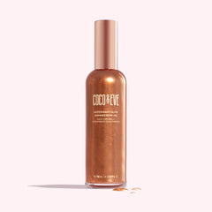 Coco & Eve close-up texture of oil showing fine pearlescent minerals and glow
