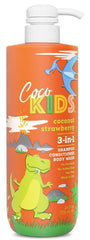 Cocomagic front packaging showing bottle and playful coconut strawberry scent benefit