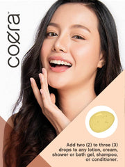Coera oil on bathroom shelf in lifestyle scene for everyday use