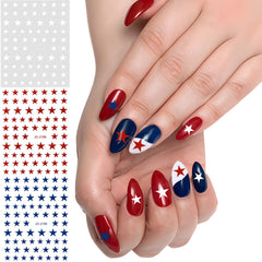 COKSDUPID finished patriotic manicure on hands, showcases celebratory red white blue styling