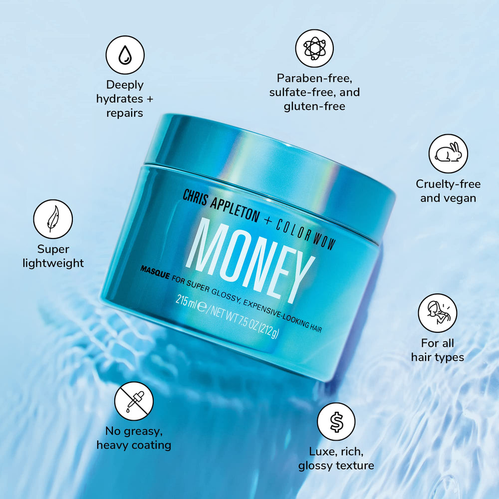 COLOR WOW Money Masque creamy lightweight texture close-up showing fast absorption