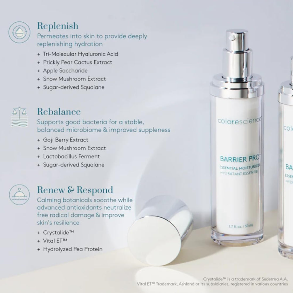 Colorescience cream texture close-up displaying smooth, velvety finish for quick absorption