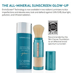 Colorescience worn outdoors showing dewy glow and environmental defense
