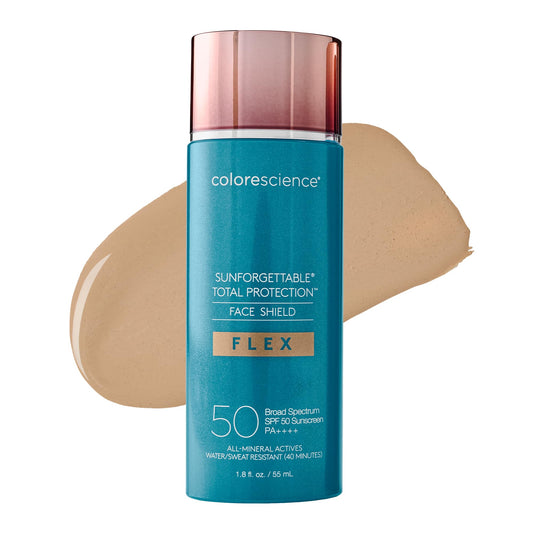 Colorescience FLEX front packaging showing SPF 50 protection and tint