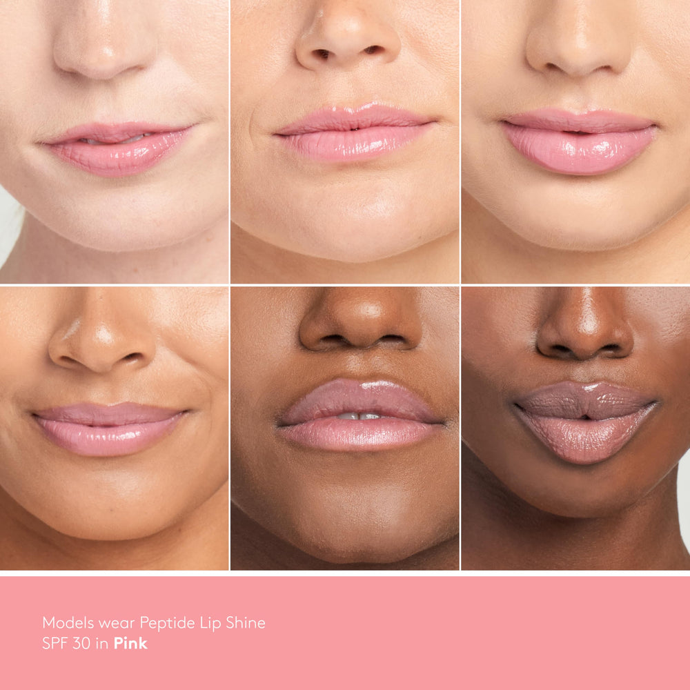 Colorescience gloss swatches showing texture, hydration and shimmer benefits