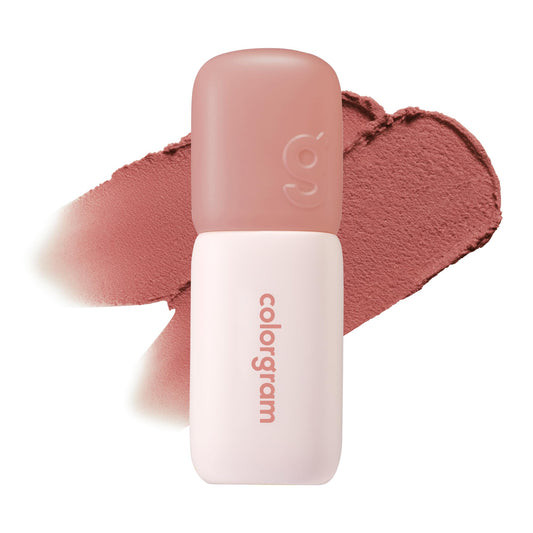 COLORGRAM tube front view showing Lovely Fig shade and compact design benefit