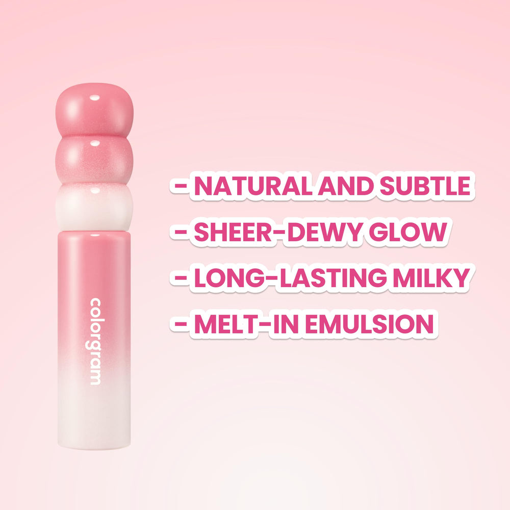 COLORGRAM texture swipe of milky tint to show dewy, hydrating finish