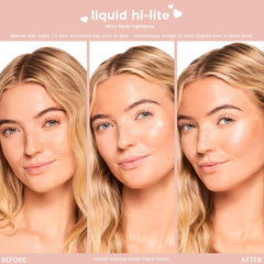 ColourPop applying highlighter to cheek demonstrating dewy, lifted radiance