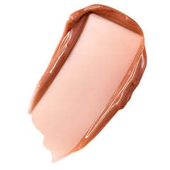 ColourPop Caramel Latte texture close-up showing creamy glossy finish benefit: cushiony moisturizing look