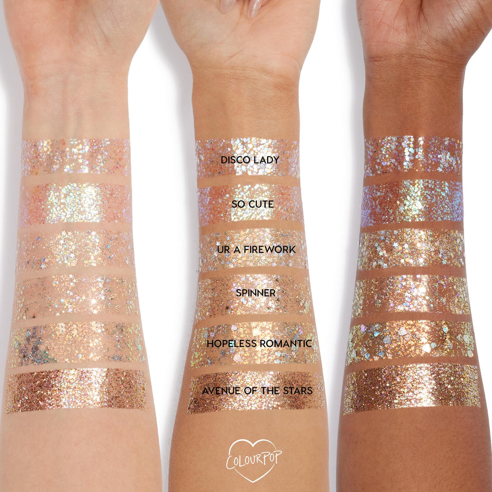 ColourPop Disco Lady applied to cheekbone closeup delivering intense reflective highlight