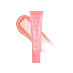 ColourPop Fresh Kiss front packaging showing peach mochi shade and compact tube benefit: easy portability