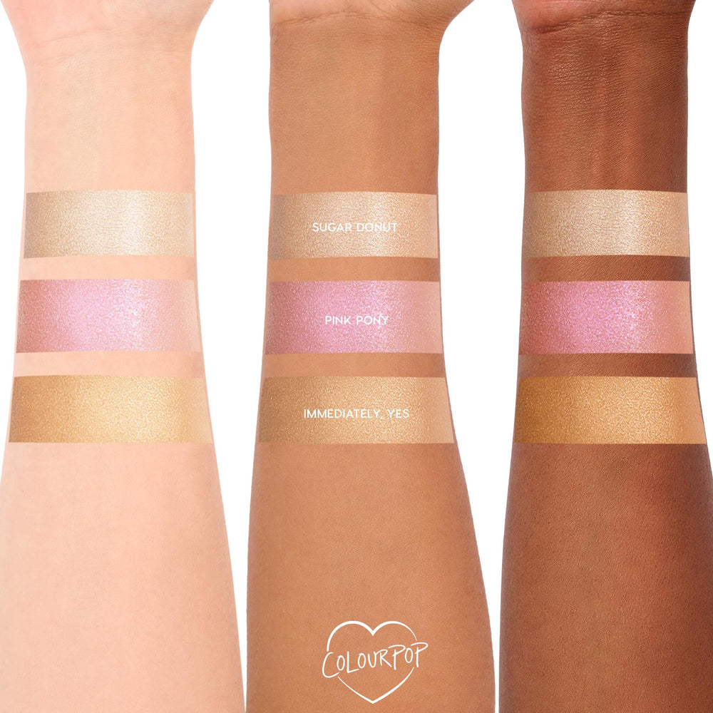 ColourPop Hi-Lite mixed with foundation demonstrating all-over luminosity