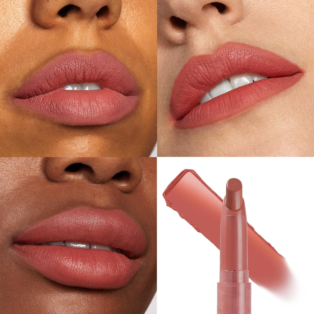 ColourPop Lippie Stix swatch on arm showing true terracotta pigment and smooth coverage