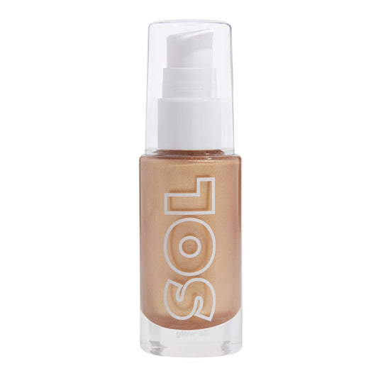 ColourPop mini glow oil front bottle showing golden shimmer and compact size, travel-friendly glow