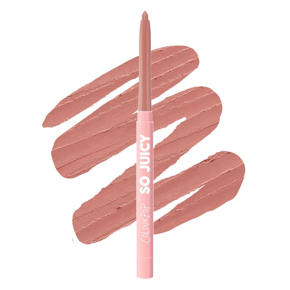 ColourPop So Juicy lip liner front view showing packaging and shade benefit