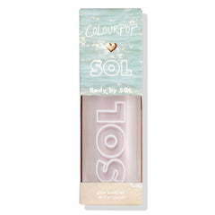 ColourPop SOL Moonstone inside beach bag evoking on-the-go radiance and tropical scent