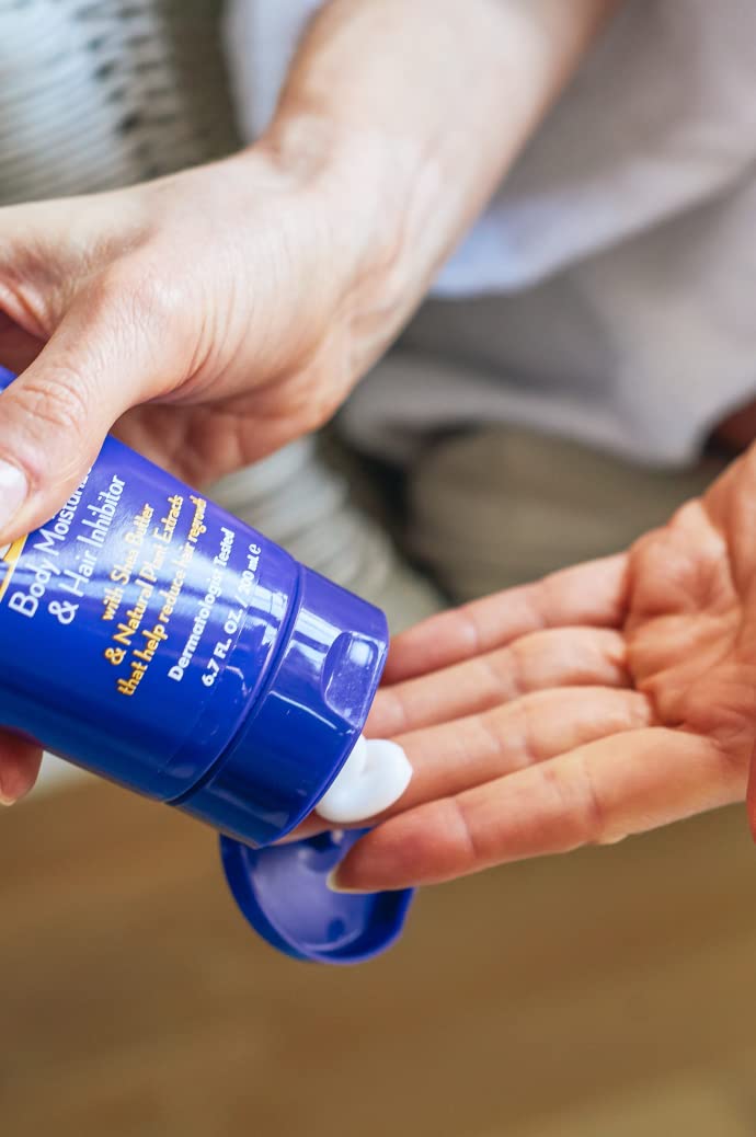 Completely Bare dispensing cream from bottle illustrating easy application