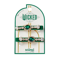 Conair scünci front view showcasing green velvet and rhinestones for glam style