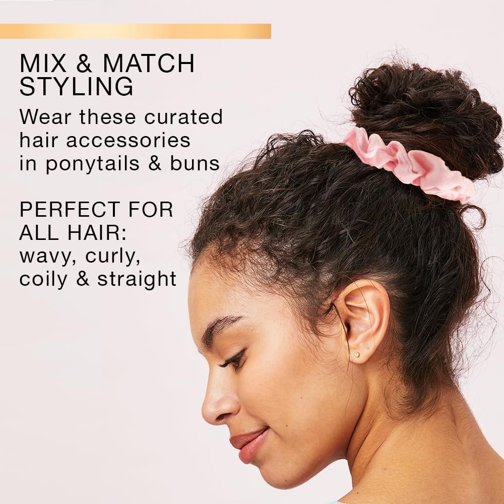 Conair scünci knit and sherpa fabric close-up highlighting soft texture and gentle-hold benefit