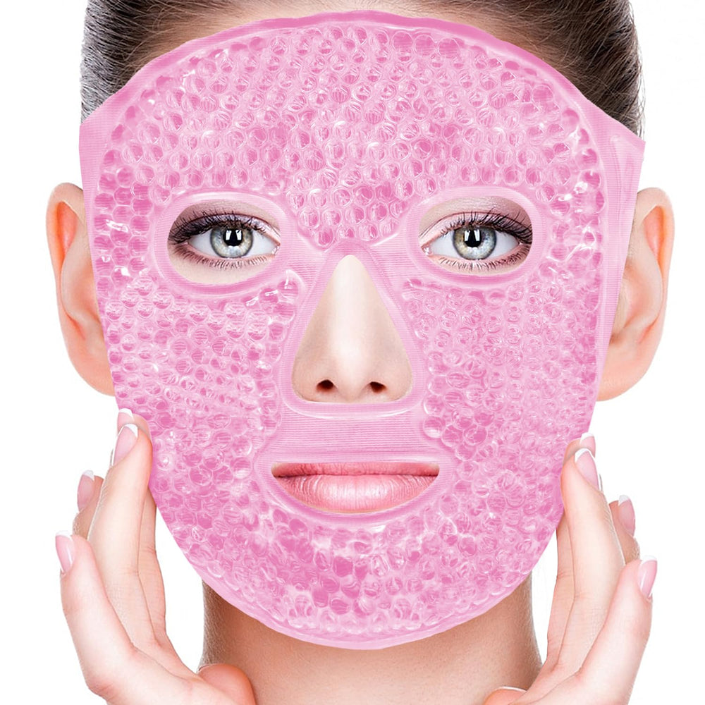CONBELLA front view of gel face mask showing shape and strap for easy use