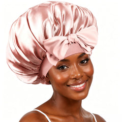 Confvrter front view pink bonnet showing full coverage and stylish shape benefit protection